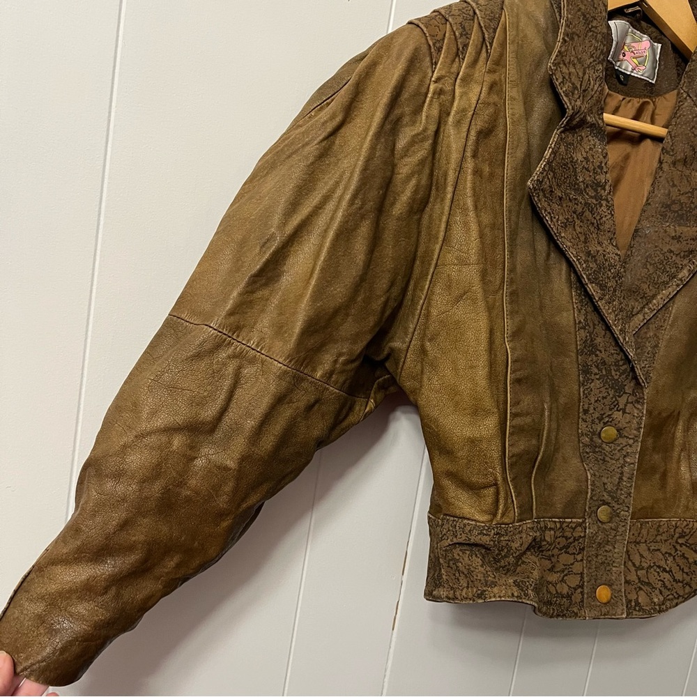 Vintage Adler Leather Jacket Flight Aviator Shoulder Pads Bomber Military Brown - Picture 6 of 16